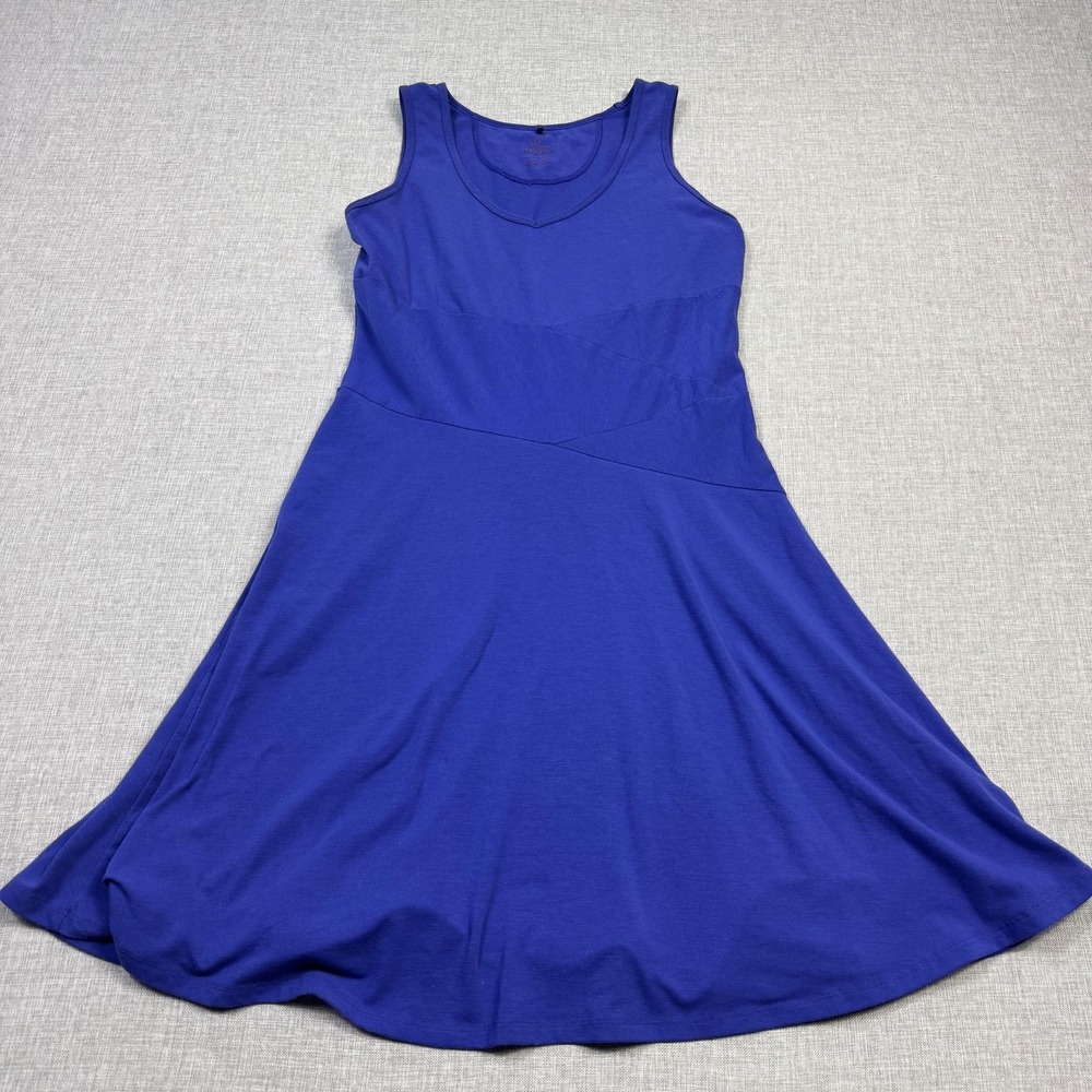 PrAna Dress Womens S Blue Tank Dress Fit‎ & Flare Scoop Neck Stretch Knee Length